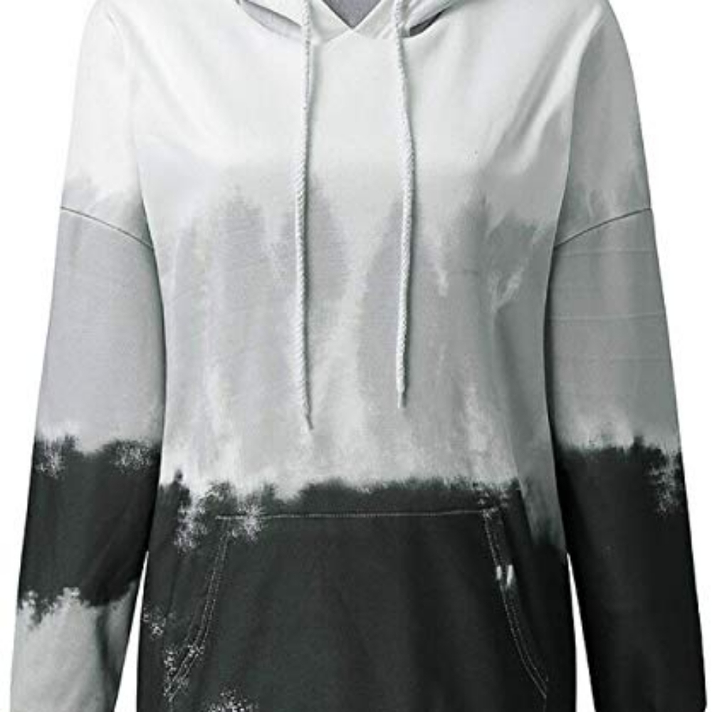 Women Long Sleeve Colorblock Tie Dye Printed Draws